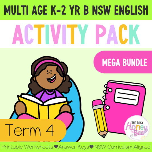 Multi Age K-2 Year B Term 4 English Activity Packs Mega Bundle -