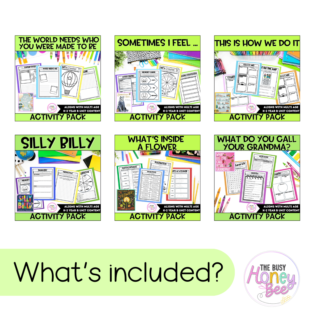 Multi Age K-2 Year B Term 4 English Activity Packs Mega Bundle -