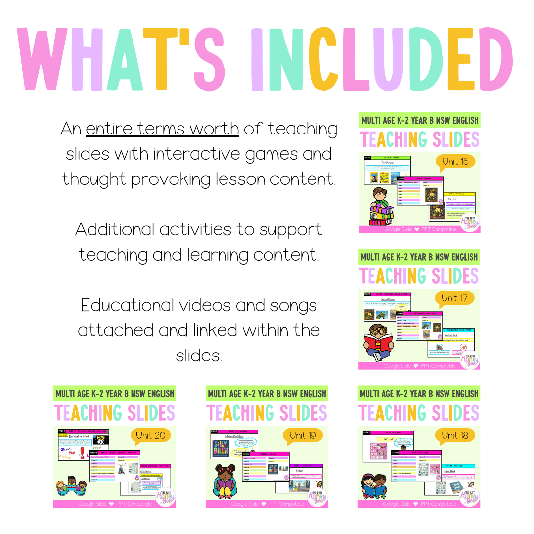 Multi Age K-2 Year B Term 4 English Teaching Slides Mega Bundle - Teaching Slides