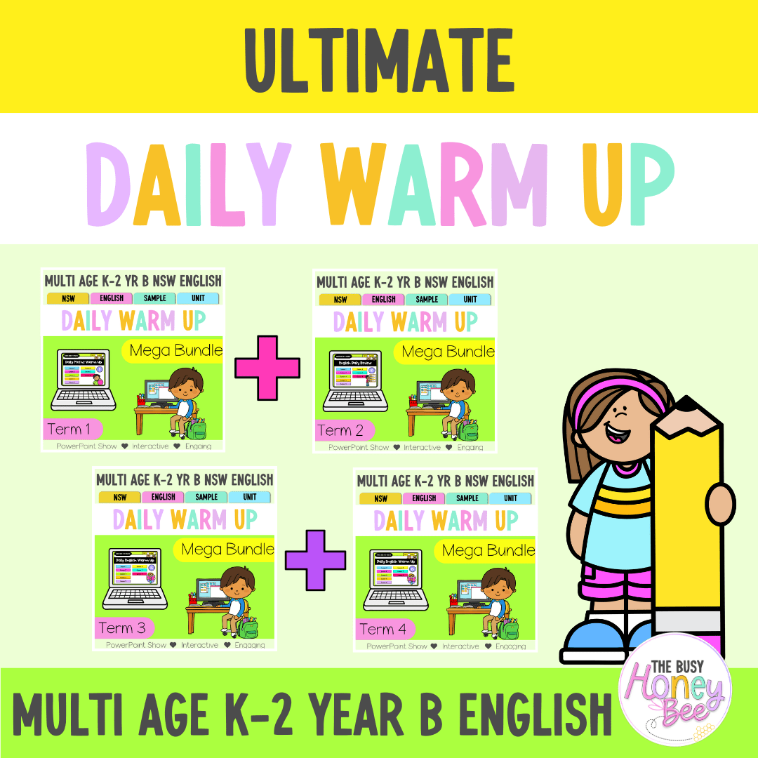 Multi Age K-2 Year B Ultimate English Australian | NSW English Daily Review | Warm-Up Mega Bundle - Warm Up | Revision