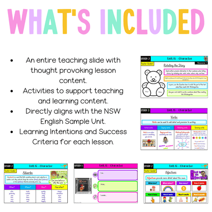Multi Age K-2 Year B Unit 15 NSW Character English Teaching Slides - Teaching Slides