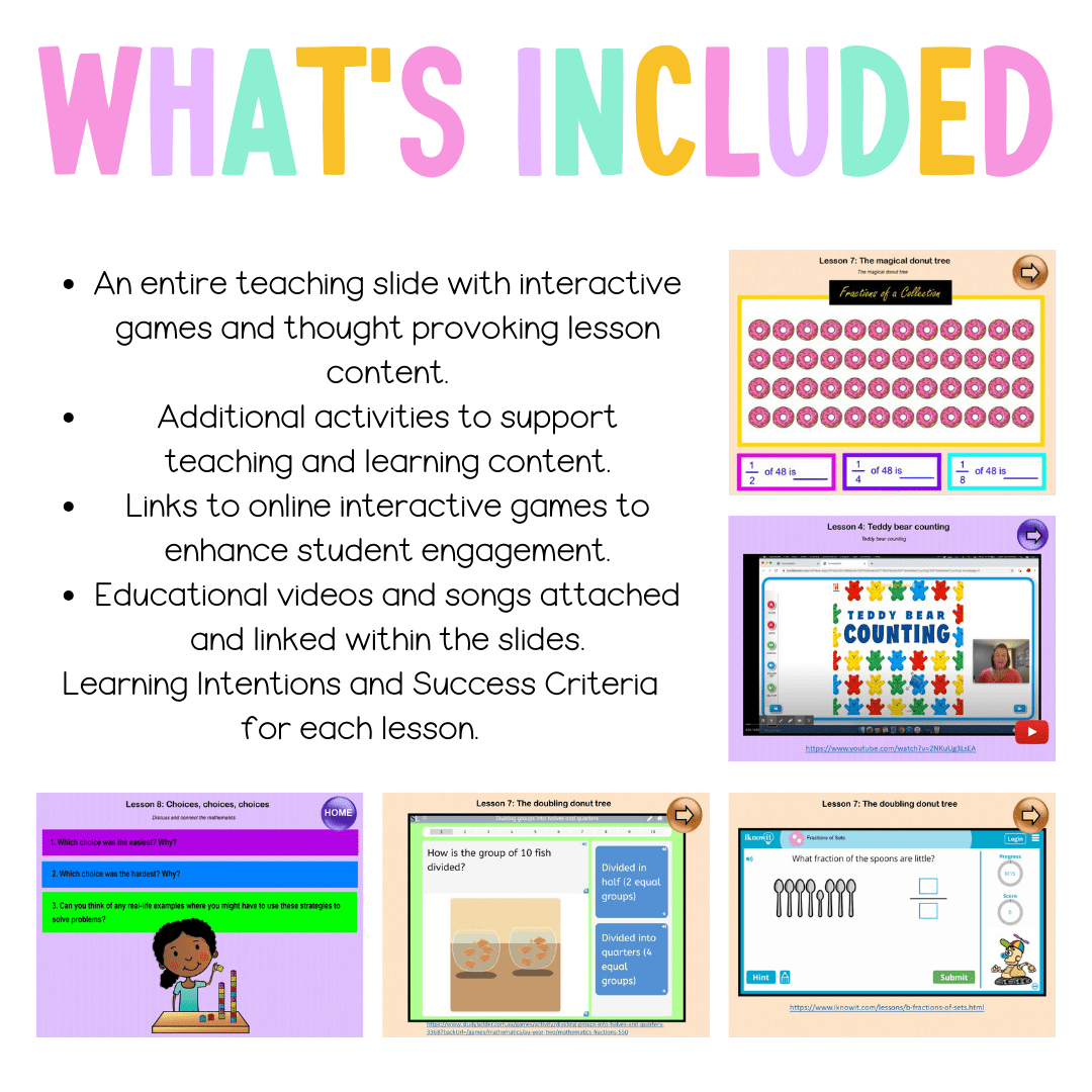 Multi Age K-2 Year B Unit 16 NSW Maths Teaching Slides - Zip Folder: Smart Notebook, PowerPoint, Google Slide Compatible