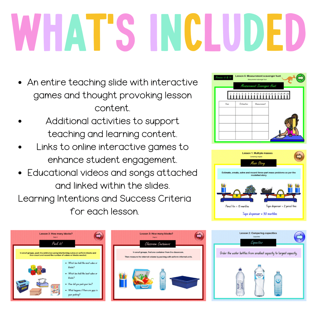 Multi Age K-2 Year B Unit 17 NSW Maths Teaching Slides - Zip Folder: Smart Notebook, PowerPoint, Google Slide Compatible