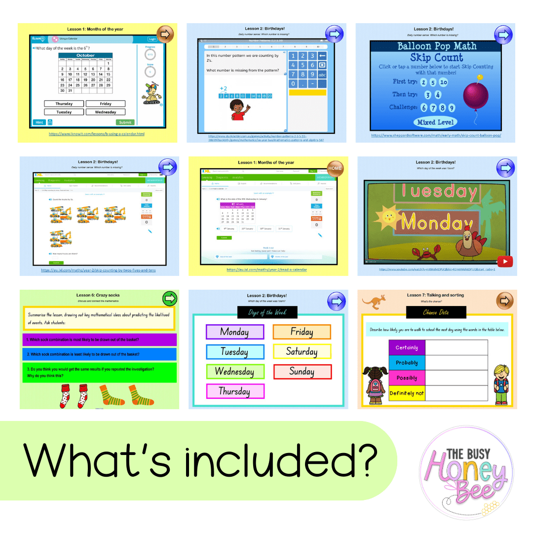 Multi Age K-2 Year B Unit 18 NSW Maths Teaching Slides - Zip Folder: Smart Notebook, PowerPoint, Google Slide Compatible