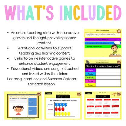 Multi Age K-2 Year B Unit 18 NSW Maths Teaching Slides - Zip Folder: Smart Notebook, PowerPoint, Google Slide Compatible