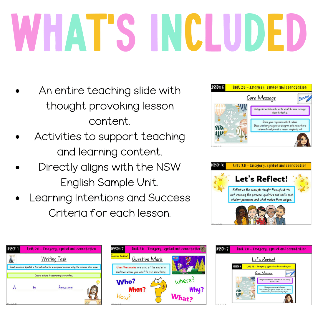 Multi Age K-2 Year B Unit 20 NSW Imagery, Symbol and Connotation English Teaching Slides - Teaching Slides