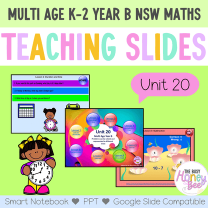 Multi Age K-2 Year B Unit 20 NSW Maths Teaching Slides - Zip Folder: Smart Notebook, PowerPoint, Google Slide Compatible