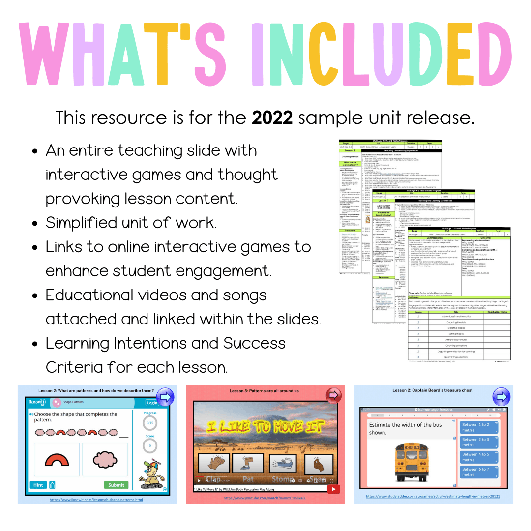 Multi Age K-2 Year B Unit 3 NSW Maths Teaching Slides 2022 - Teaching Slides