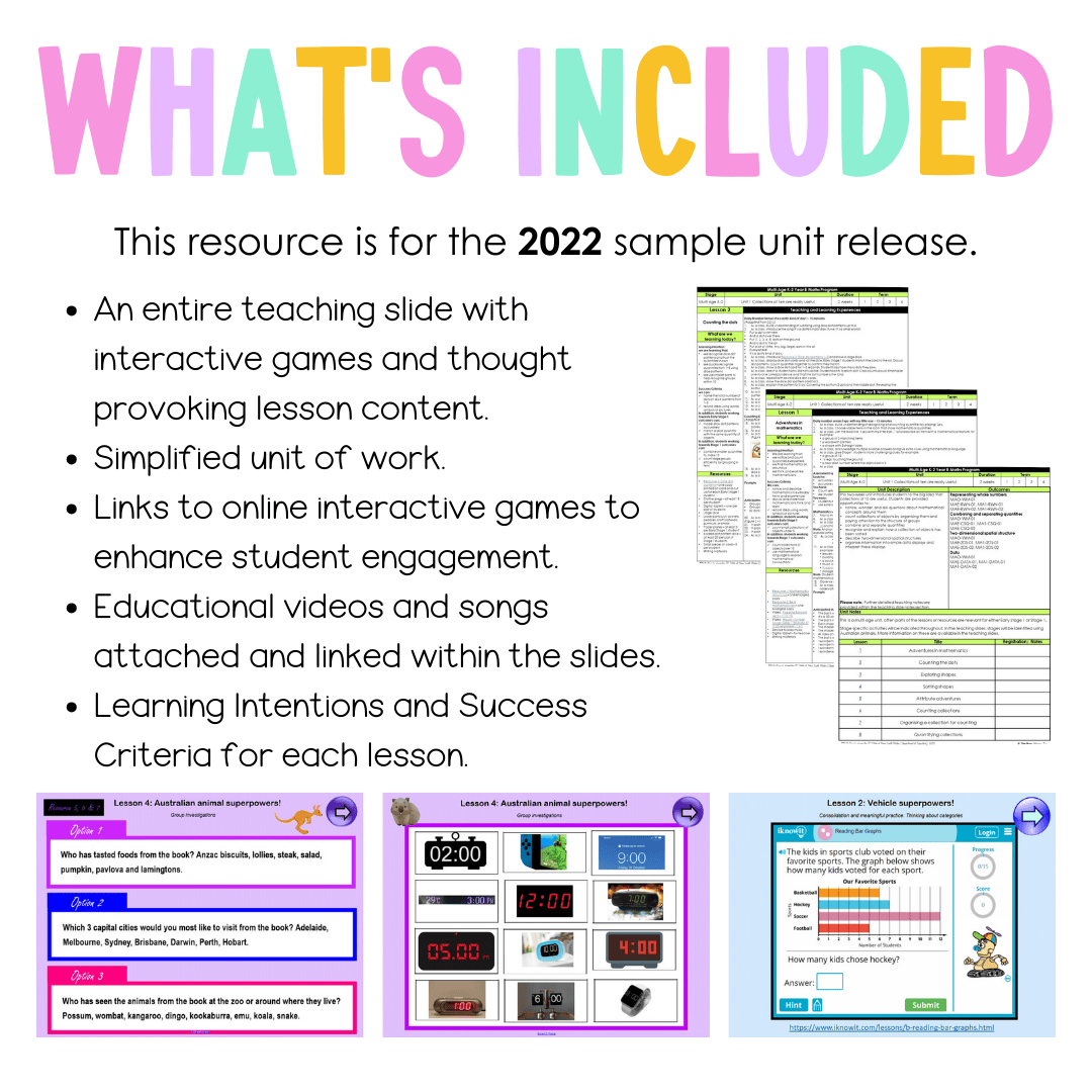 Multi Age K-2 Year B Unit 7 NSW Maths Teaching Slides 2022 - Teaching Slides