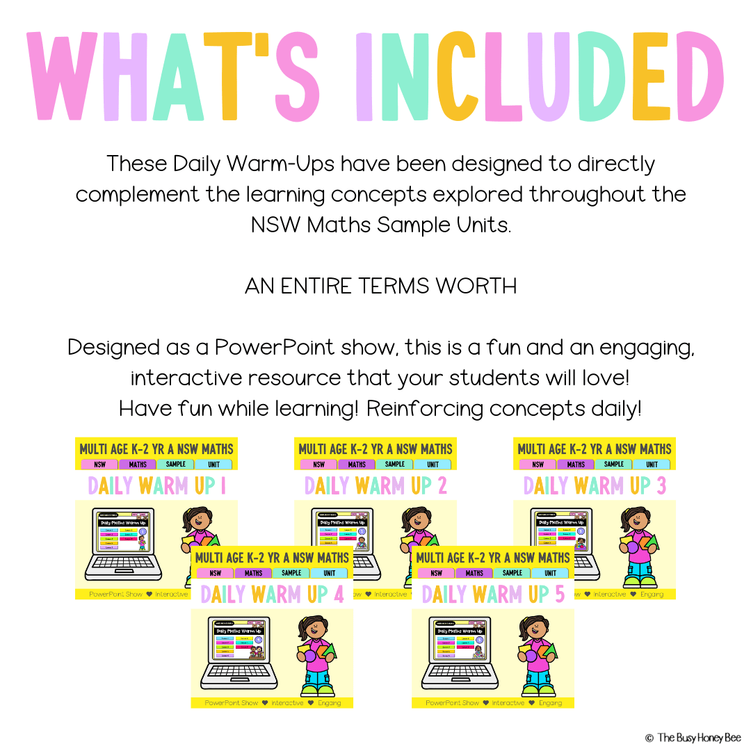 Multi Age K-2 Yr A Australian | NSW Math Daily Review Warm-Up Term 1 Mega Bundle - Warm Ups | Revision