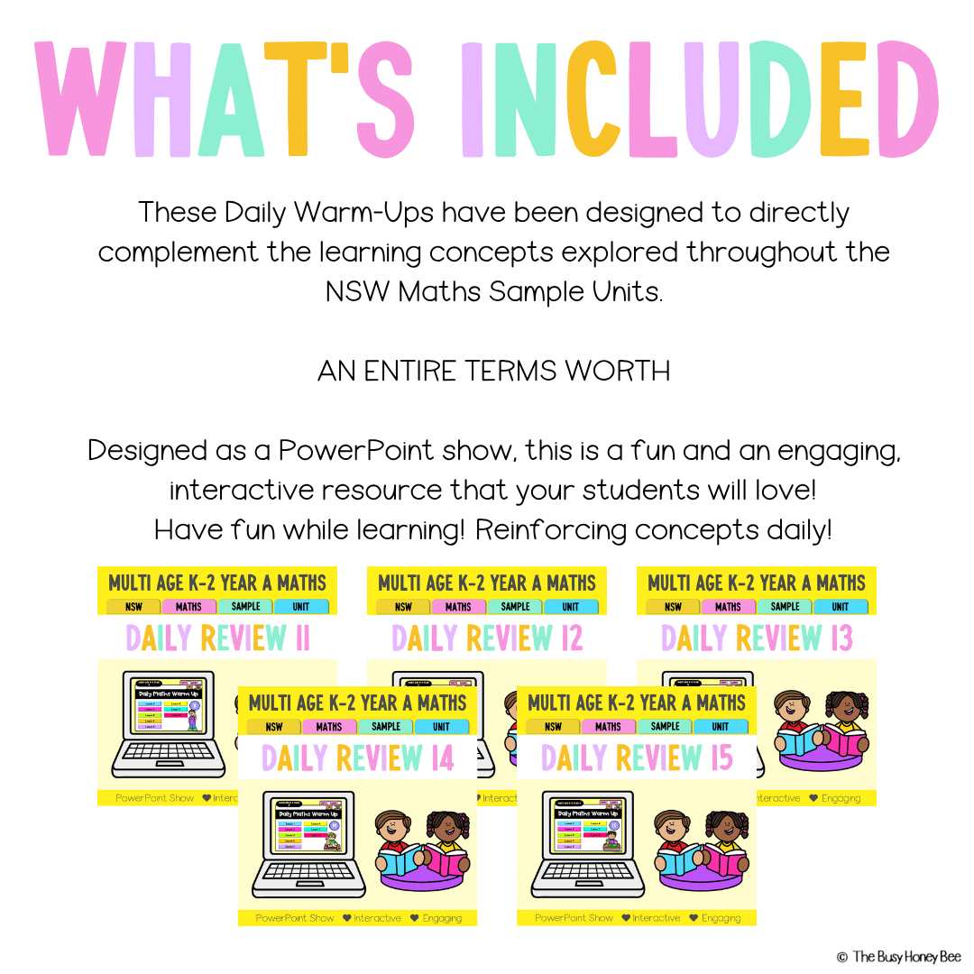 Multi Age K-2 Yr A Australian | NSW Math Daily Review Warm-Up Term 3 Mega Bundle - Warm Up | Revision