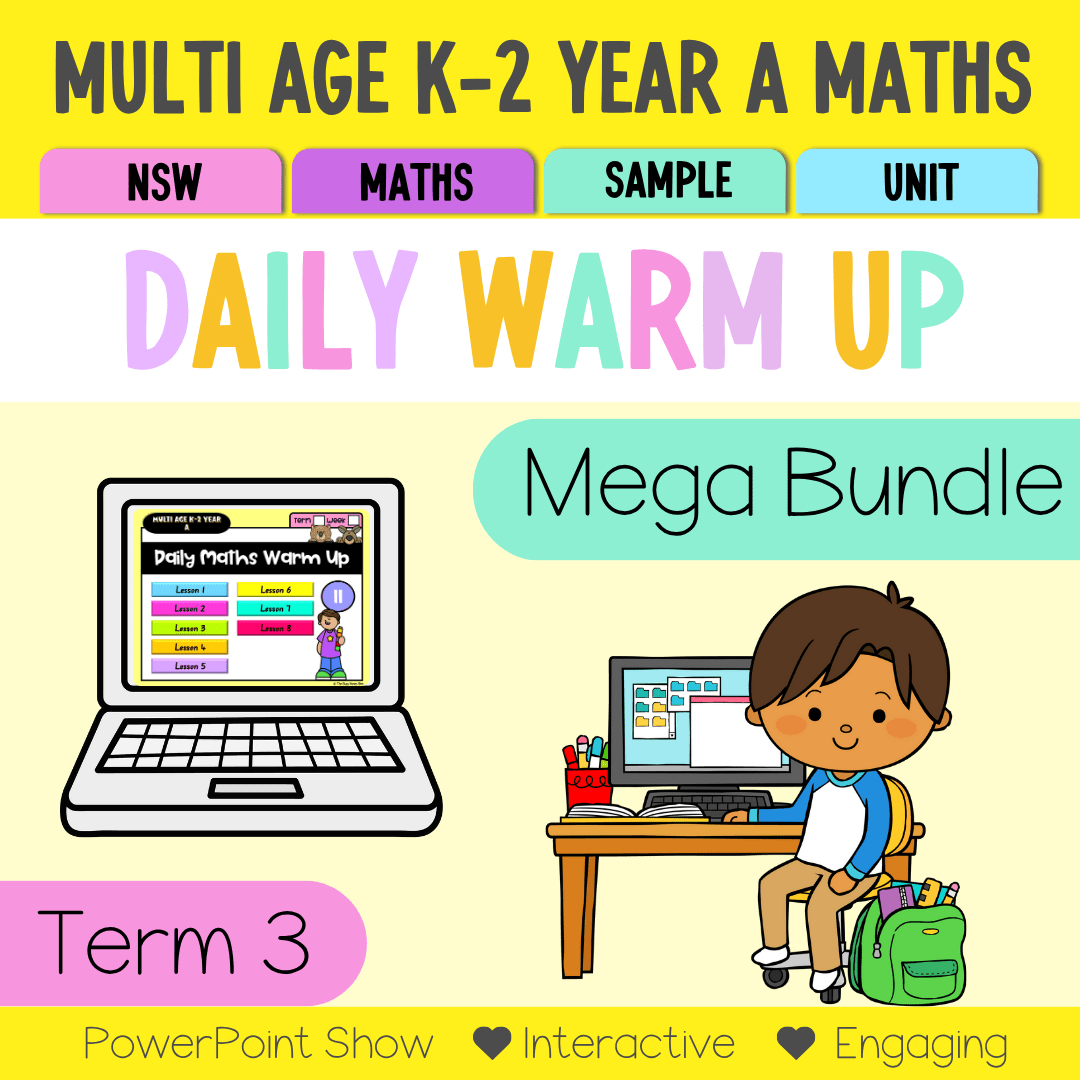 Multi Age K-2 Yr A Australian | NSW Math Daily Review Warm-Up Term 3 Mega Bundle - Warm Up | Revision