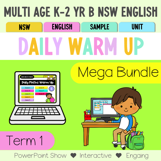 Multi Age K-2 Yr B Australian | NSW English Daily Review Term 1 Mega Bundle - Warm Ups | Revision