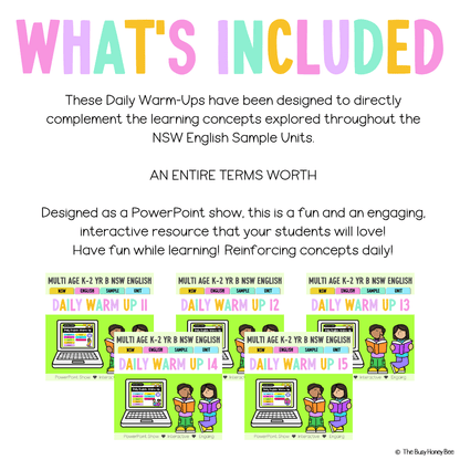 Multi Age K-2 Yr B Australian | NSW English Daily Review Term 3 Mega Bundle - Warm Up | Revision