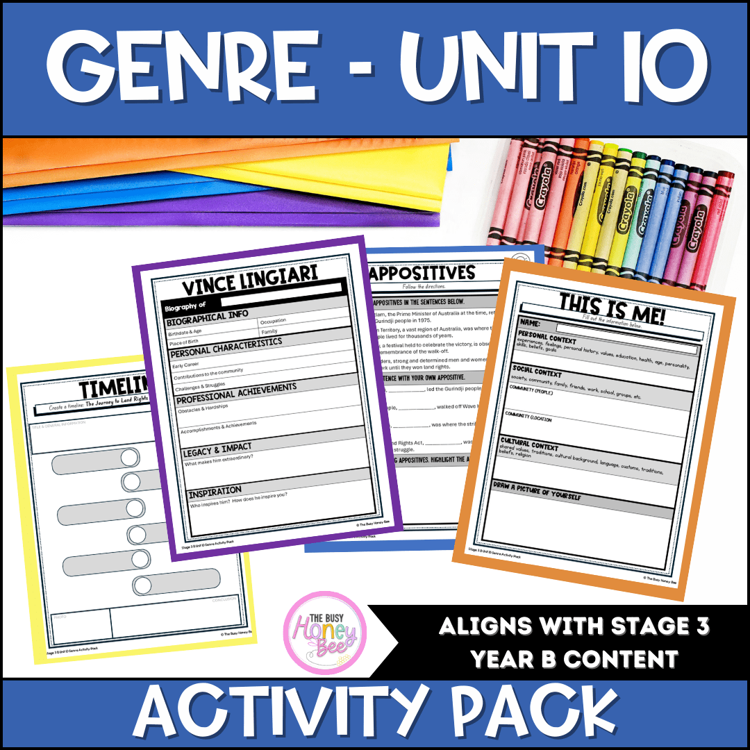 NSW Stage 3 Year B English Sample Unit of Work 10 Genre Activity Pack -