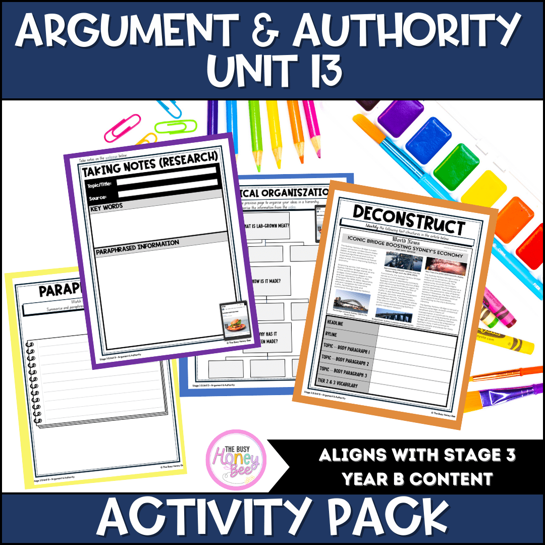 NSW Stage 3 Year B English Sample Unit of Work 13 Argument and Authority Activity Pack -