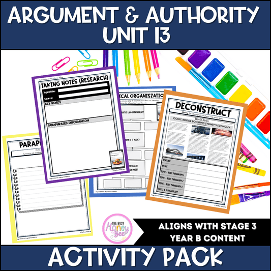 NSW Stage 3 Year B English Sample Unit of Work 13 Argument and Authority Activity Pack -
