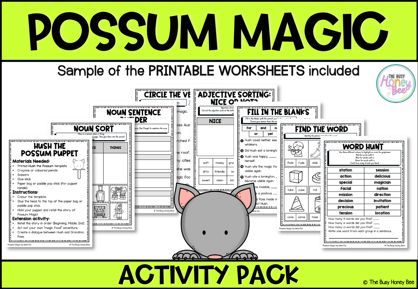 Possum Magic by Mem Fox Activity Pack - Activity Pack