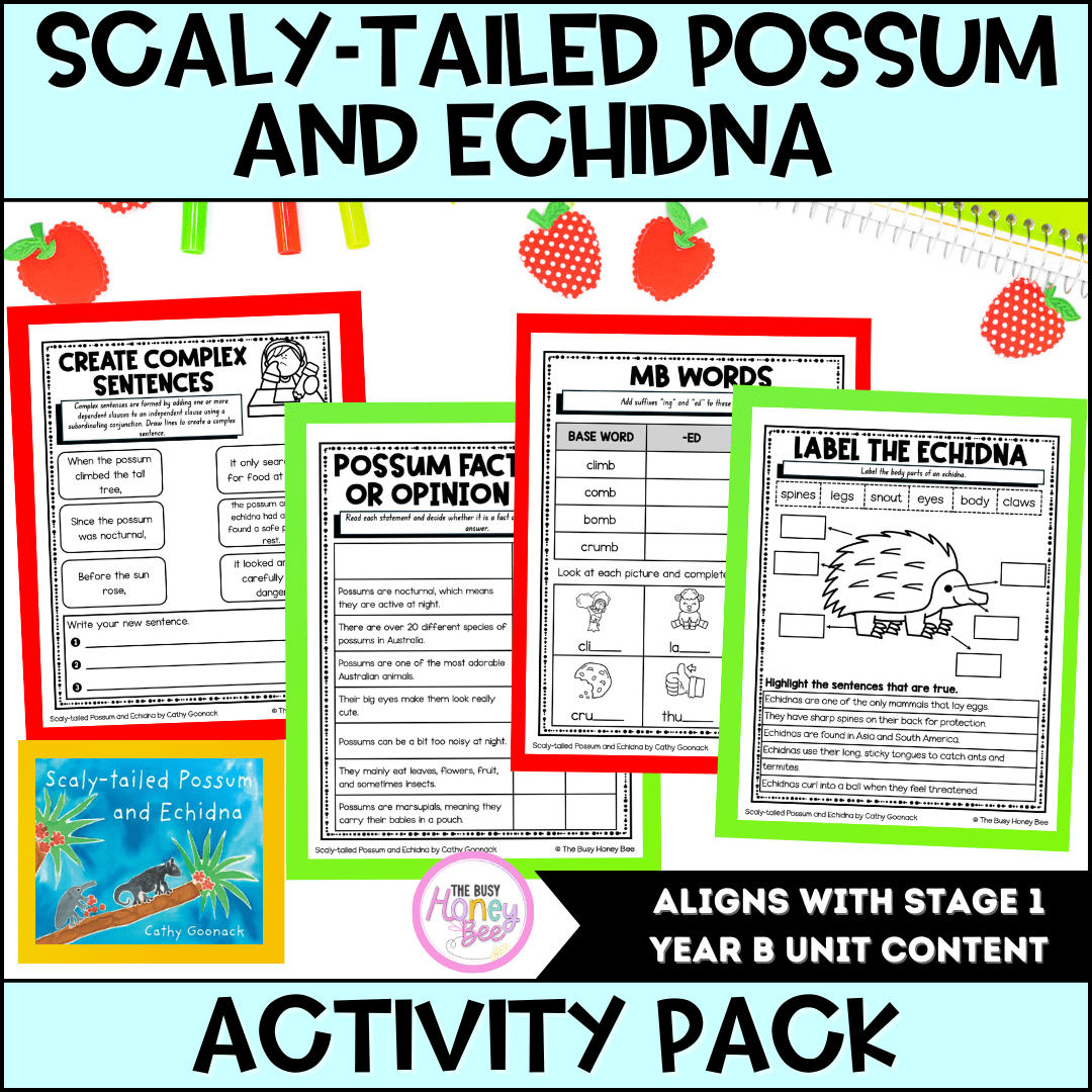 Scaly-tailed Possum and Echidna by Cathy Goonack Activity Pack -