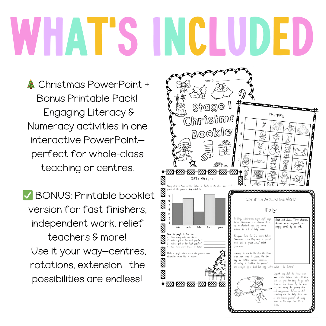 Stage 1 Christmas Activities PowerPoint and Booklet - Activity Pack