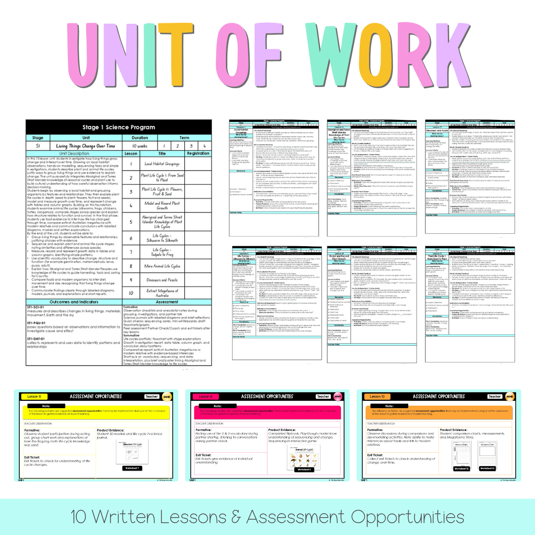 Stage 1 NSW Science Unit 1 Living Things Change Over Time Teaching Bundle - Teaching Bundle