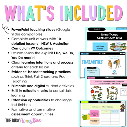 Stage 1 NSW Science Unit 1 Living Things Change Over Time Teaching Bundle - Teaching Bundle