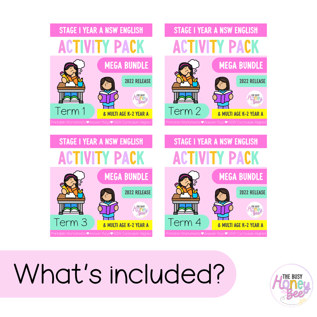 Stage 1 Year A and Multi Age K-2 Year A NSW English Activity Pack ULTIMATE Mega Bundle 2022 - Activity Pack