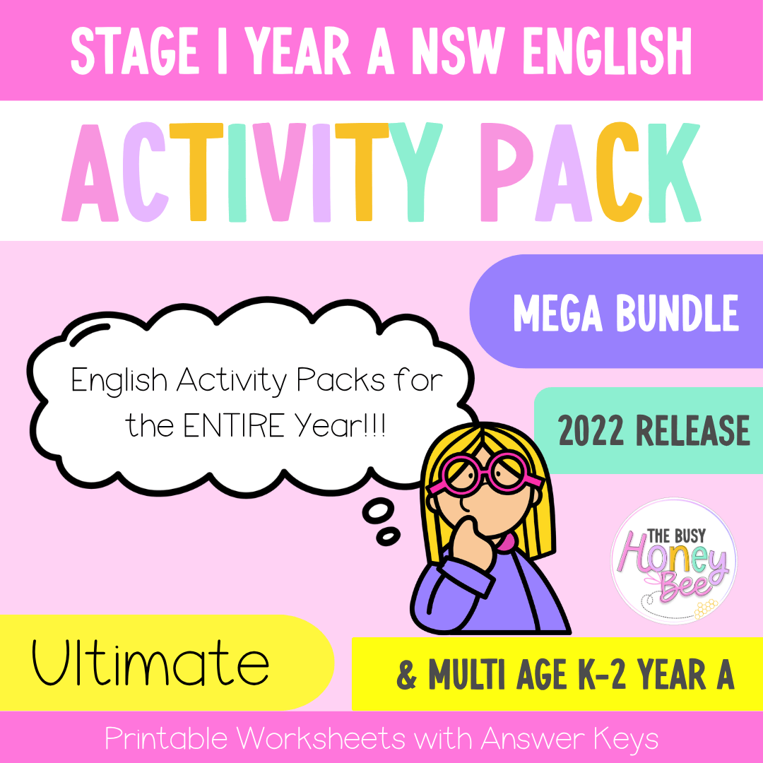 Stage 1 Year A and Multi Age K-2 Year A NSW English Activity Pack ULTIMATE Mega Bundle 2022 - Activity Pack