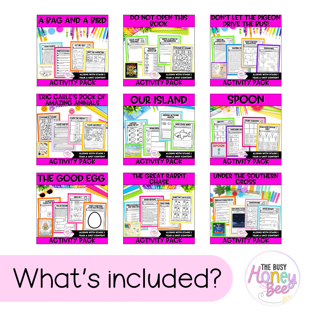 Stage 1 Year A and Multi Age K-2 Year A Term 1 English Activity Packs Mega Bundle -