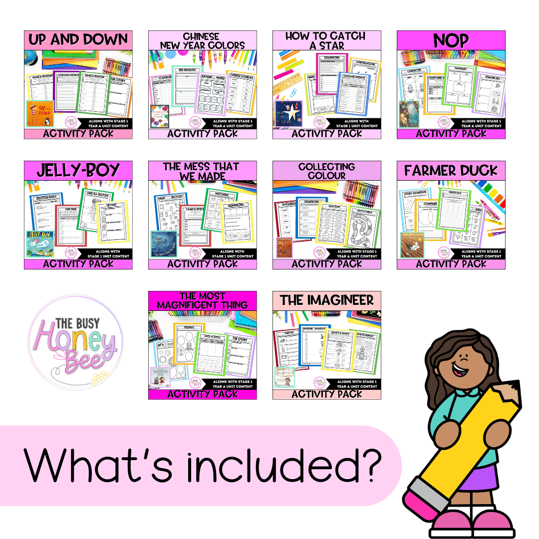 Stage 1 Year A and Multi Age K-2 Year A Term 4 English Activity Packs Mega Bundle - Teaching Slides