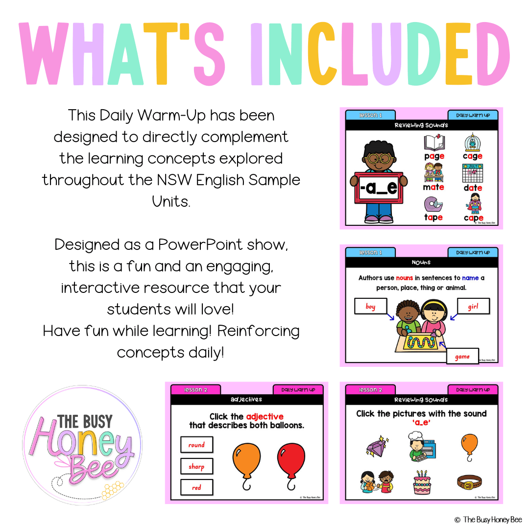Stage 1 Year A Australian | NSW English Daily Review | Warm-Up Unit 1 -