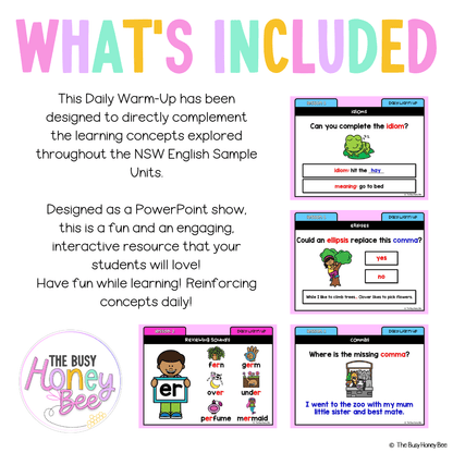 Stage 1 Year A Australian | NSW English Daily Review | Warm-Up Unit 12 -