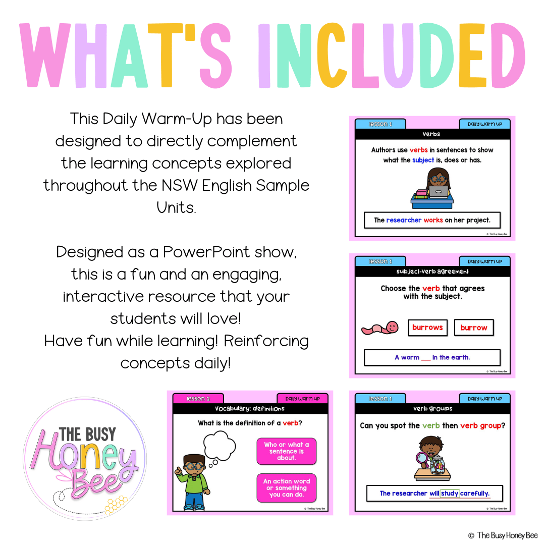 Stage 1 Year A Australian | NSW English Daily Review | Warm-Up Unit 13 -