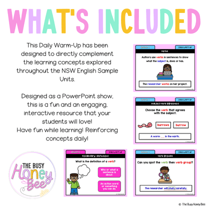 Stage 1 Year A Australian | NSW English Daily Review | Warm-Up Unit 13 -