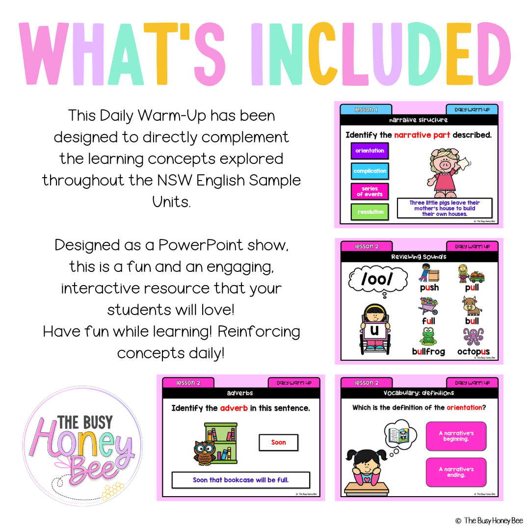Stage 1 Year A Australian | NSW English Daily Review | Warm-Up Unit 14 -
