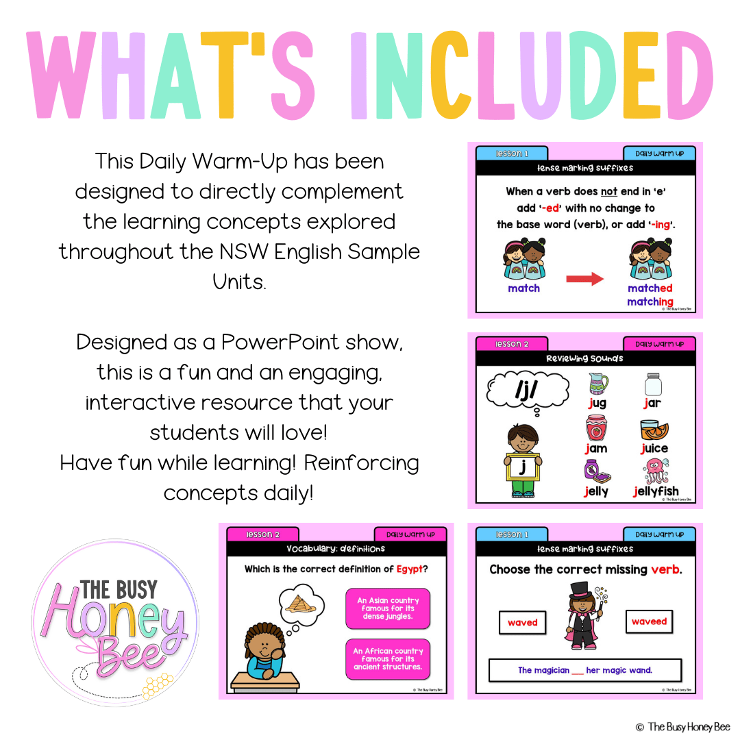 Stage 1 Year A Australian | NSW English Daily Review | Warm-Up Unit 15 - Warm Up | Revision
