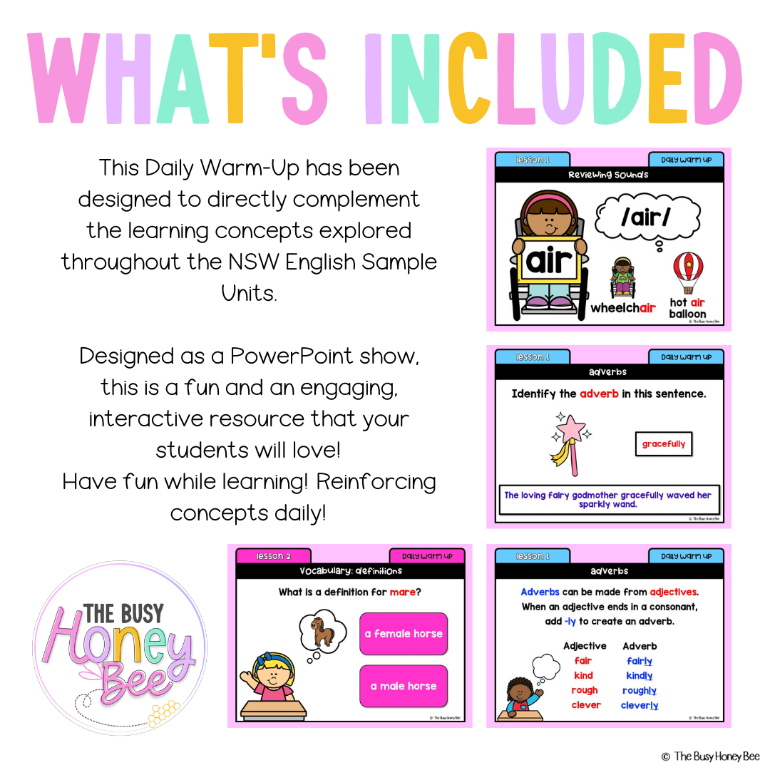 Stage 1 Year A Australian | NSW English Daily Review | Warm-Up Unit 16 - Warm Up | Revision