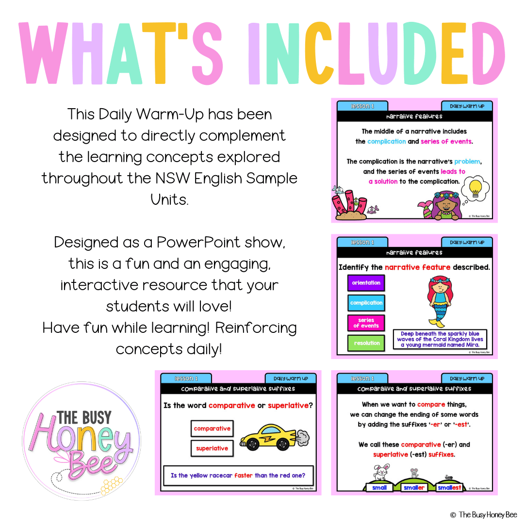 Stage 1 Year A Australian | NSW English Daily Review | Warm-Up Unit 17 - Warm Up | Revision