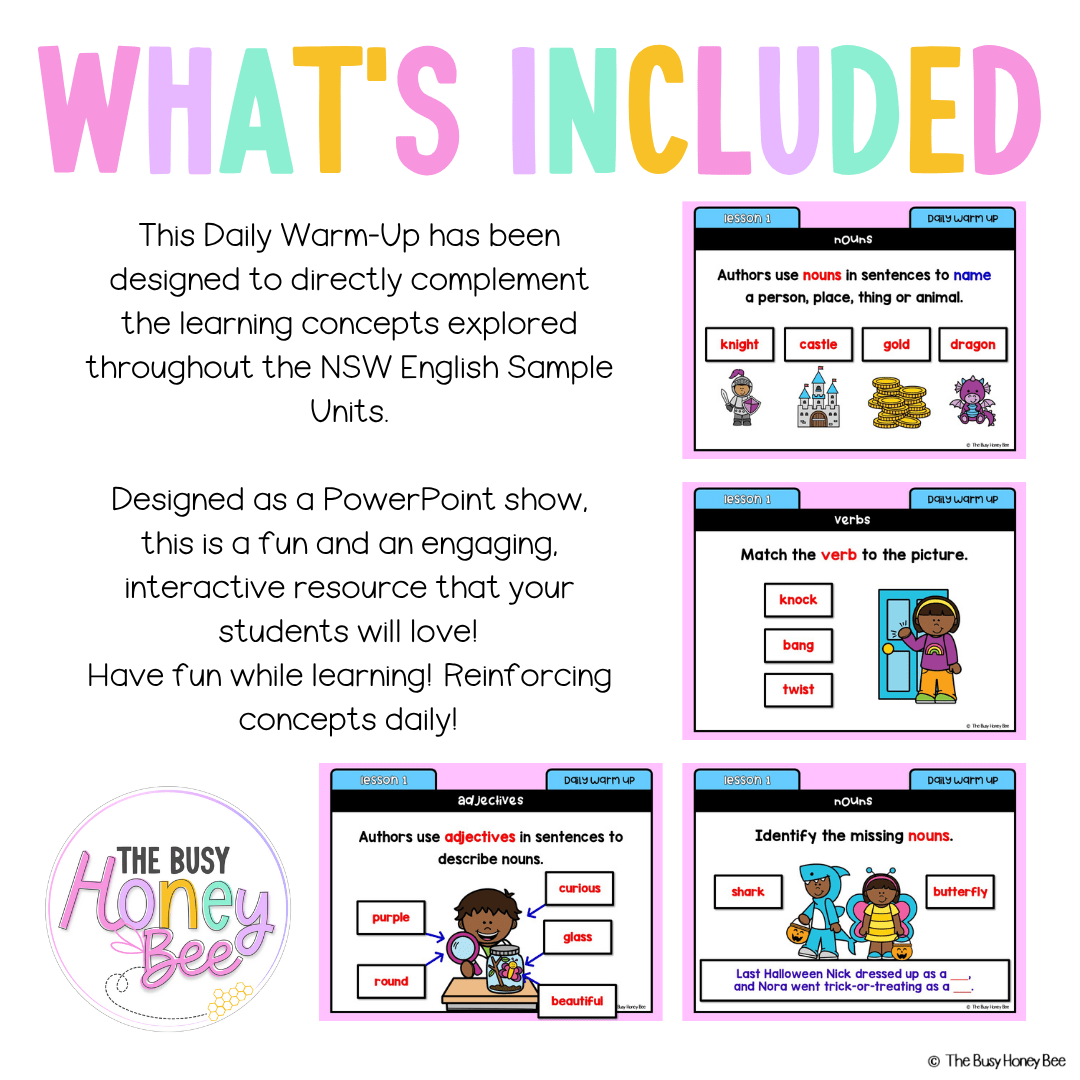 Stage 1 Year A Australian | NSW English Daily Review | Warm-Up Unit 18 - Warm Up | Revision