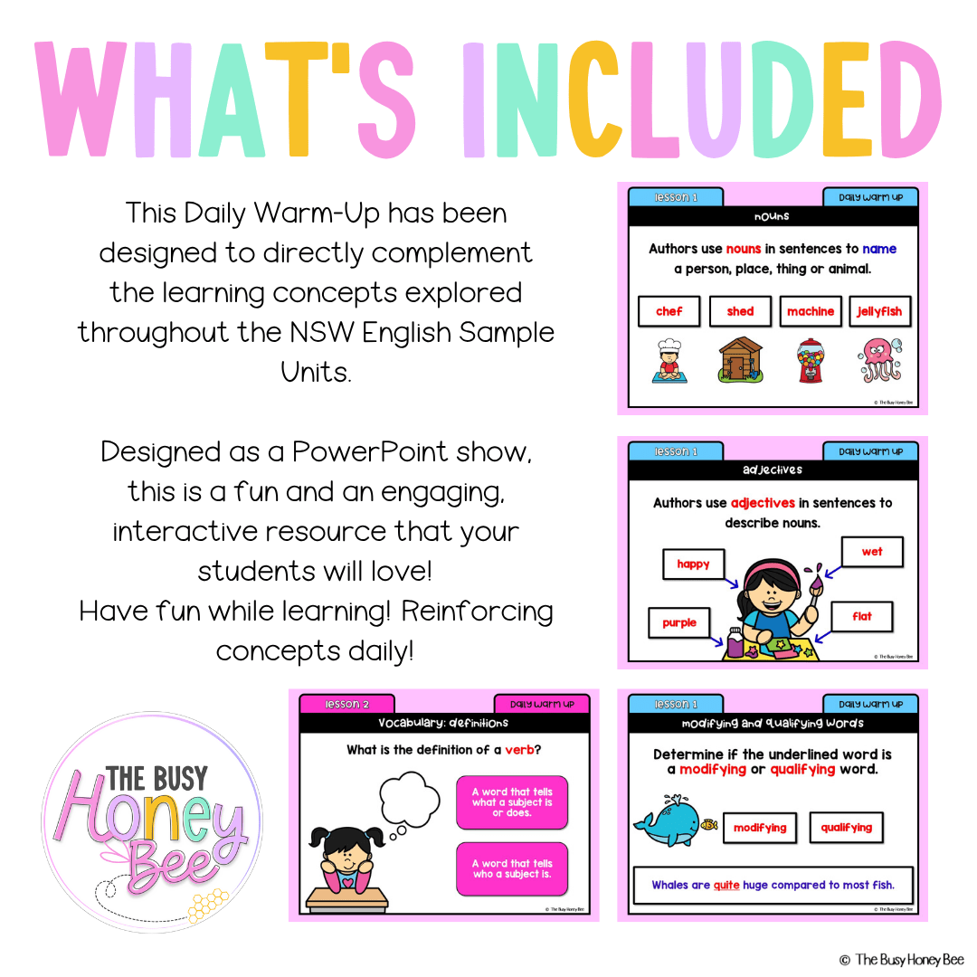 Stage 1 Year A Australian | NSW English Daily Review | Warm-Up Unit 19 - Warm Up | Revision