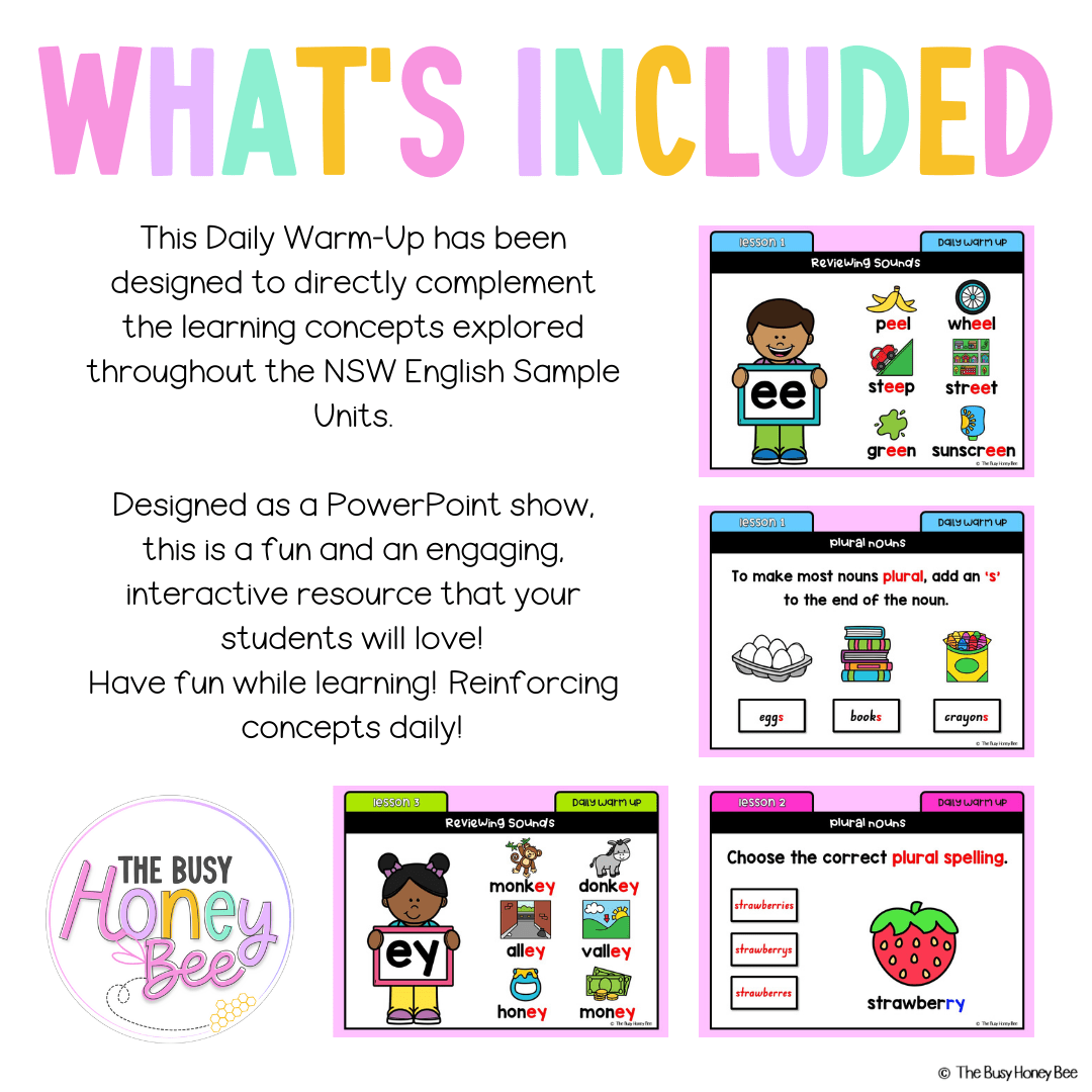 Stage 1 Year A Australian | NSW English Daily Review | Warm-Up Unit 4 -