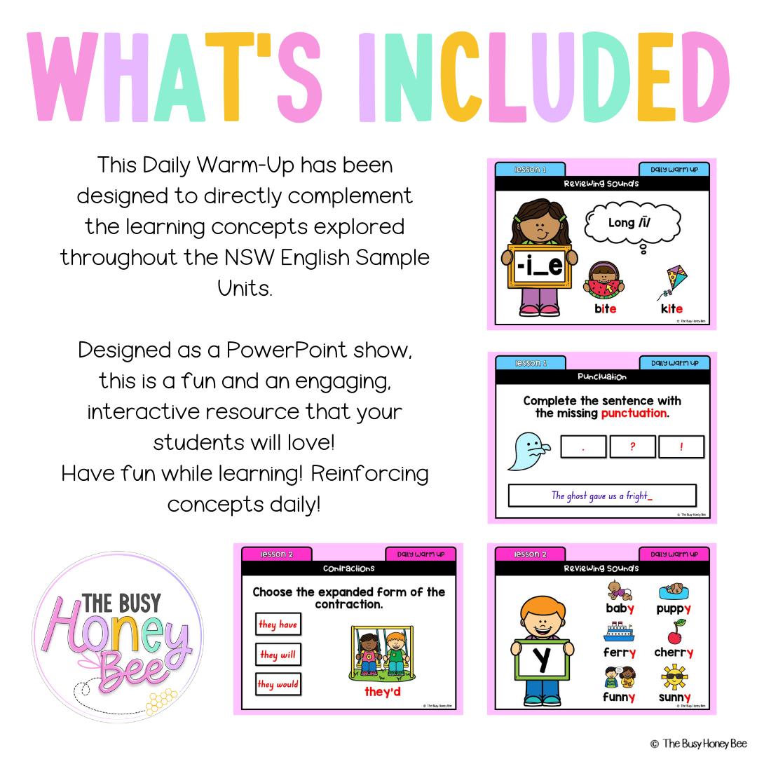 Stage 1 Year A Australian | NSW English Daily Review | Warm-Up Unit 5 -