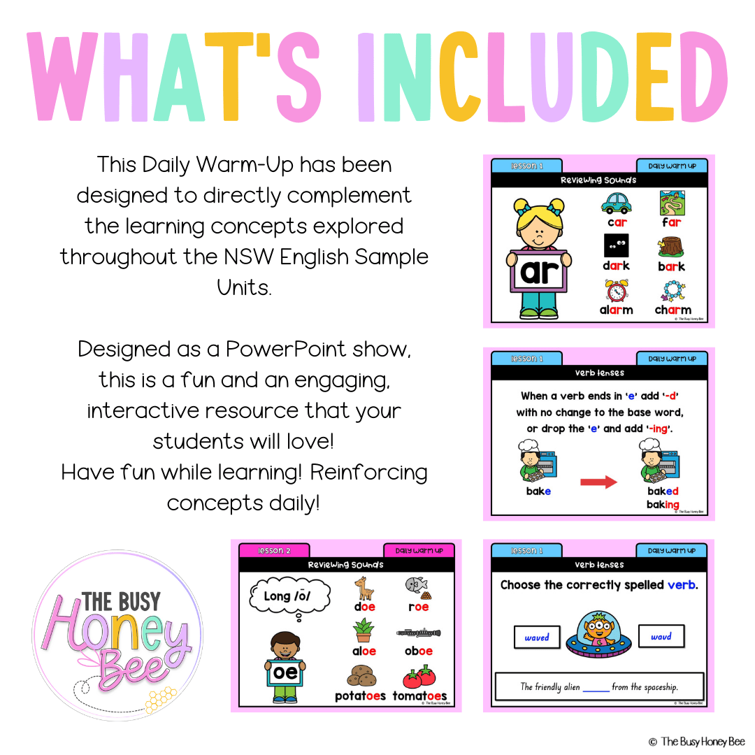 Stage 1 Year A Australian | NSW English Daily Review | Warm-Up Unit 8 -