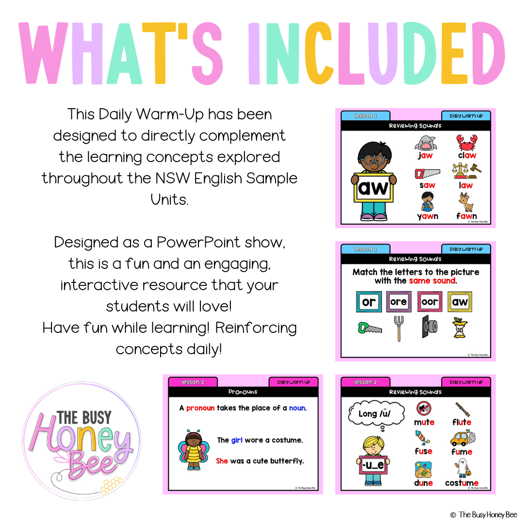 Stage 1 Year A Australian | NSW English Daily Review | Warm-Up Unit 9 -