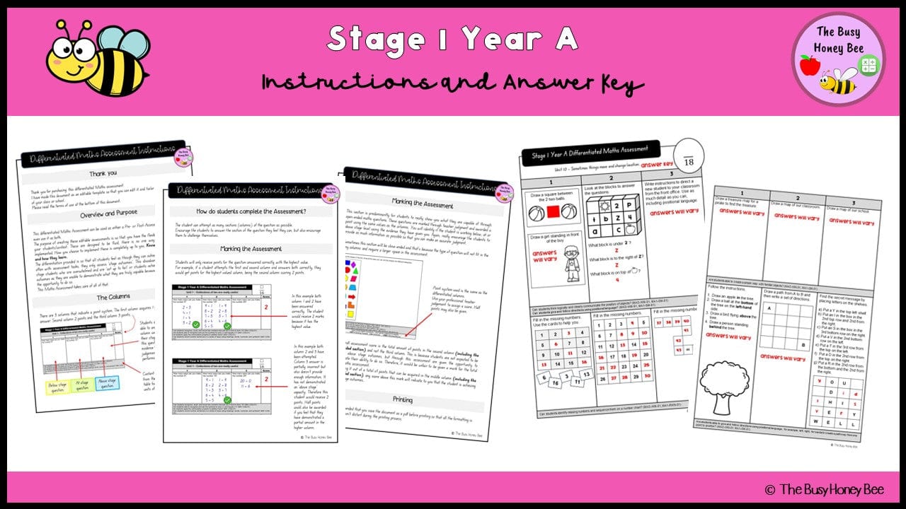 Stage 1 Year A Differentiated Maths Assessment Unit 10 - Assessment