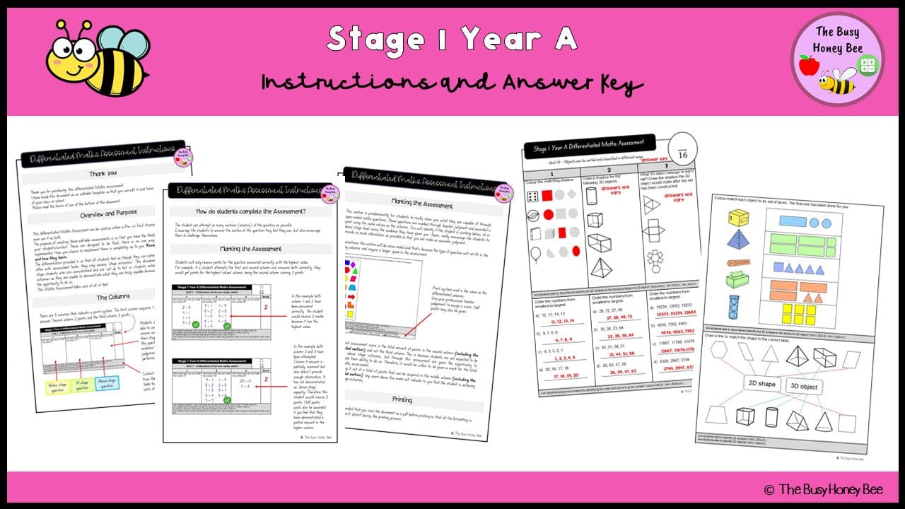 Stage 1 Year A Differentiated Maths Assessment Unit 19 - Microsoft Word Document