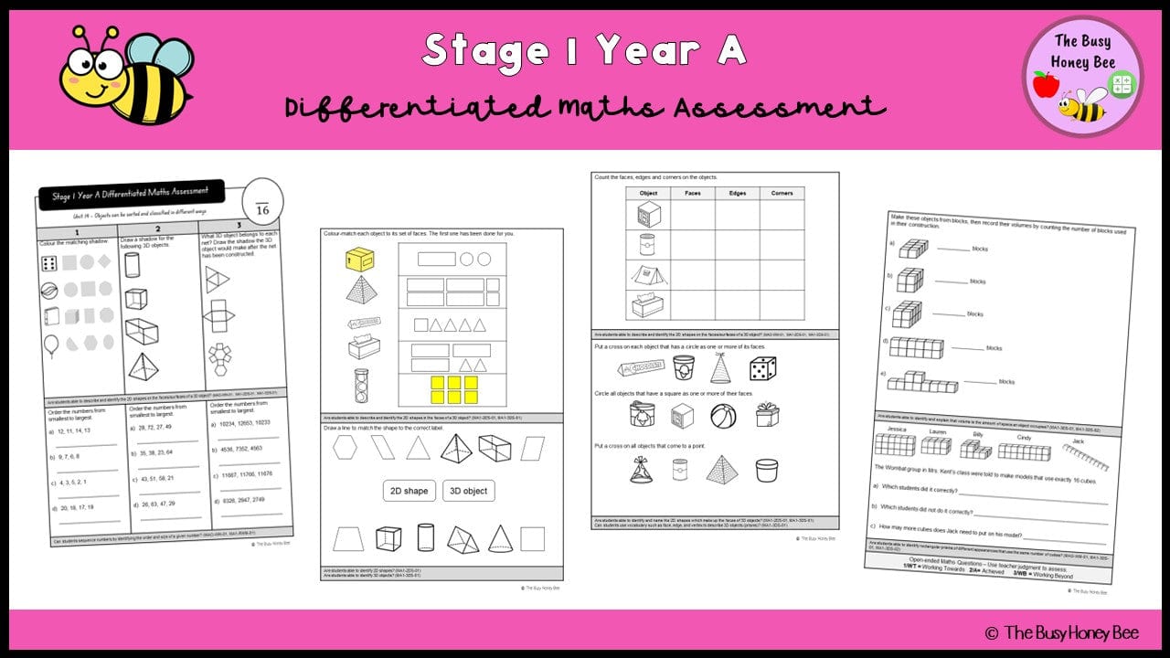 Stage 1 Year A Differentiated Maths Assessment Unit 19 - Microsoft Word Document