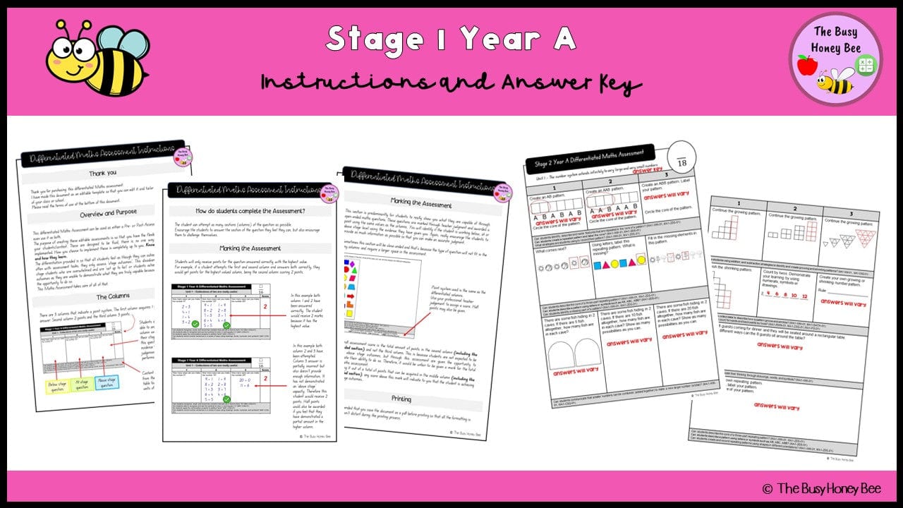 Stage 1 Year A Differentiated Maths Assessment Unit 2 - Assessment