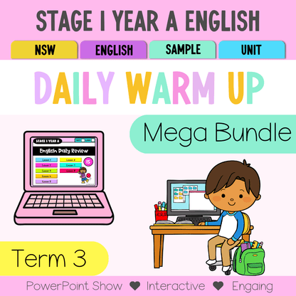 Stage 1 Year A English Australian | NSW English Daily Review | Warm-Up Term 3 Mega Bundle - Warm Up | Revision