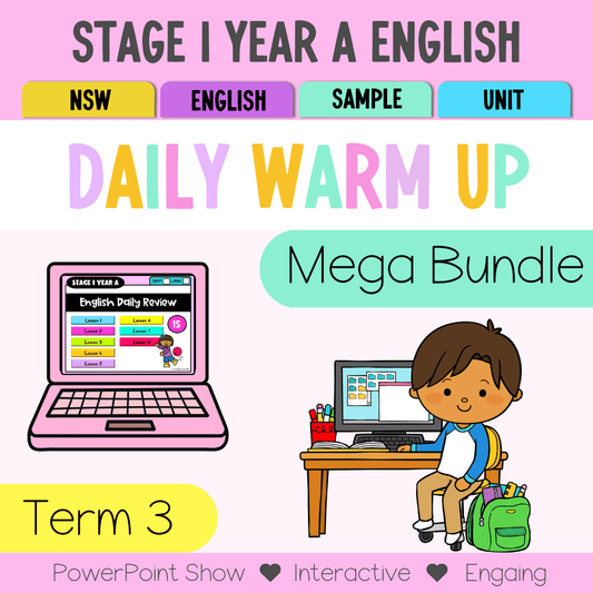 Stage 1 Year A English Australian | NSW English Daily Review | Warm-Up Term 3 Mega Bundle - Warm Up | Revision